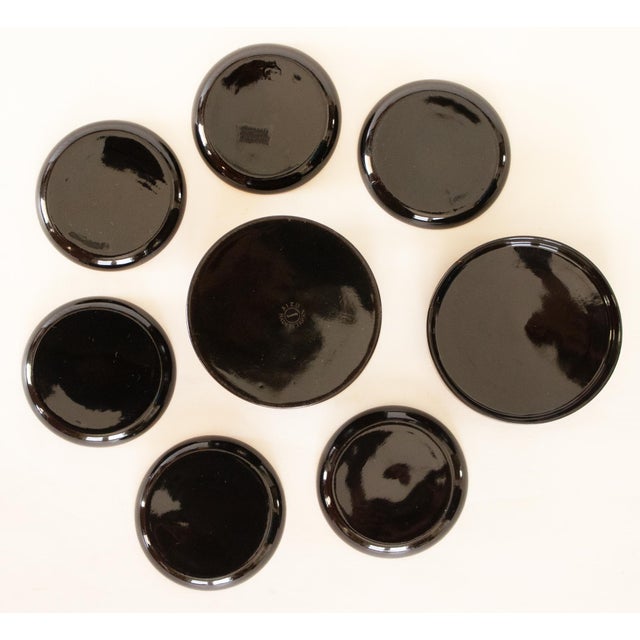 1950s 1950s Japanese Lacquered Black Wood Set/6 Coasters in Box, by Aizu For Sale - Image 5 of 15