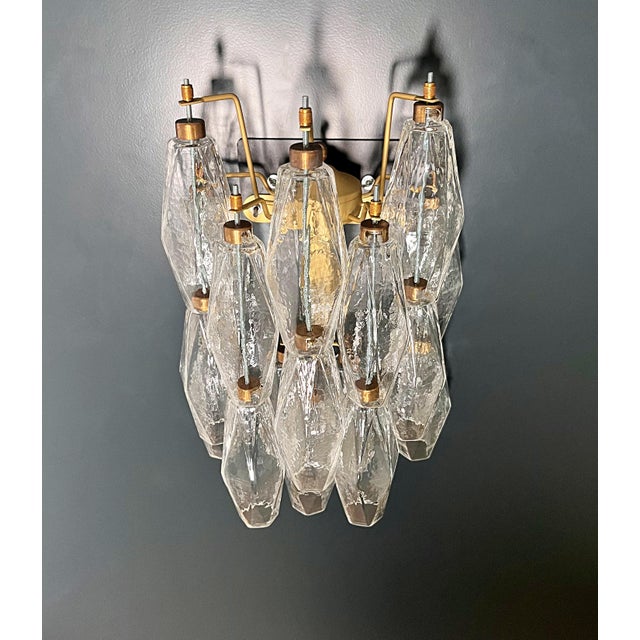Vintage Italian Clear Murano Glass Poliedri Wall Sconces, 1990, Set of 2 For Sale - Image 11 of 13