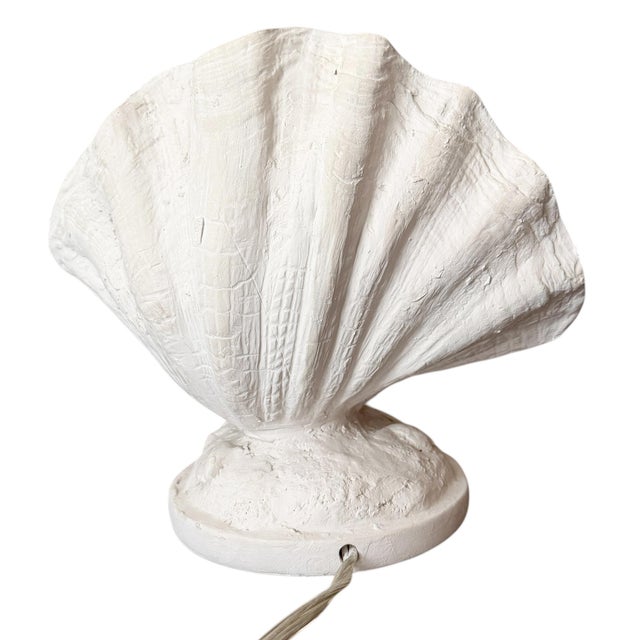 Antique White Contemporary Plaster Clam Shell Table Lamps - a Pair For Sale - Image 8 of 16