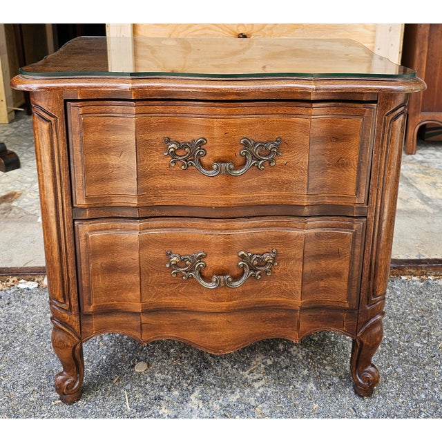 Brown 1960s Thomasville Provincial Style Fruitwood Bedside Chest For Sale - Image 8 of 11