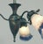 American American 3-Light “Japanned” Chandelier, Multicolored Muller Art Glass Shades Ca. 1910 For Sale - Image 3 of 7
