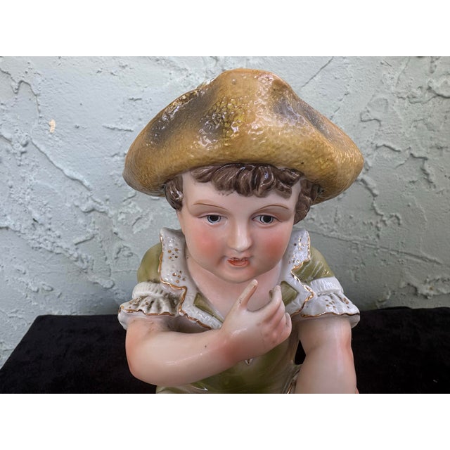 Green Antique Style Camille Naudot French Porcelain Piano Baby Boy Figurine Model 6068a For Sale - Image 8 of 9