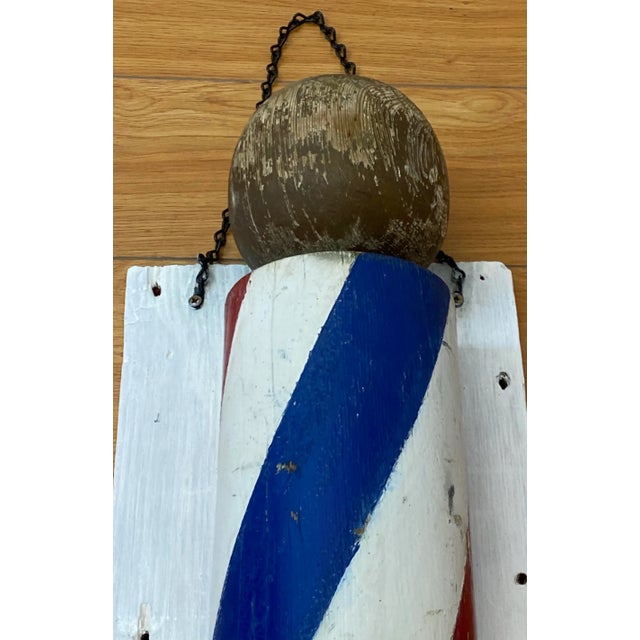 Late 19th Century 19th Century Barber's Pole Hand Carved Hand Painted For Sale - Image 5 of 9