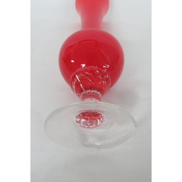 Ruby Red Glass Vase With Clear Cut Pedestal Base Mid Century Modern Style 4883b For Sale - Image 10 of 13