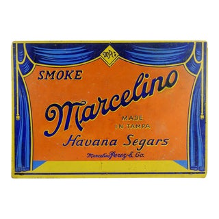 Circa 1920s Marcelino Cigar Sign For Sale