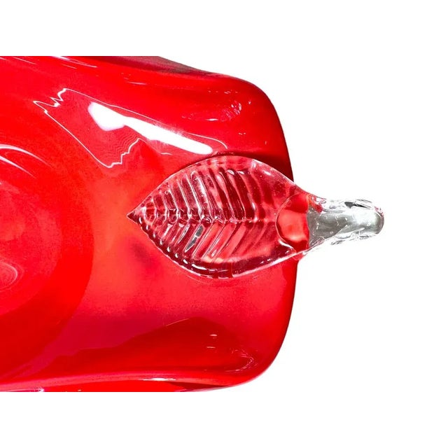 Glass Vintage Blown Art Glass Apple Dish Signed R For Sale - Image 7 of 9