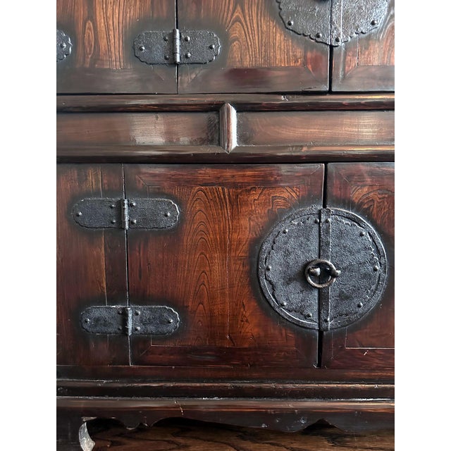 Asian Rare Antique Korean Scholar Two-Level Book Chest Joseon Dynasty For Sale - Image 3 of 12