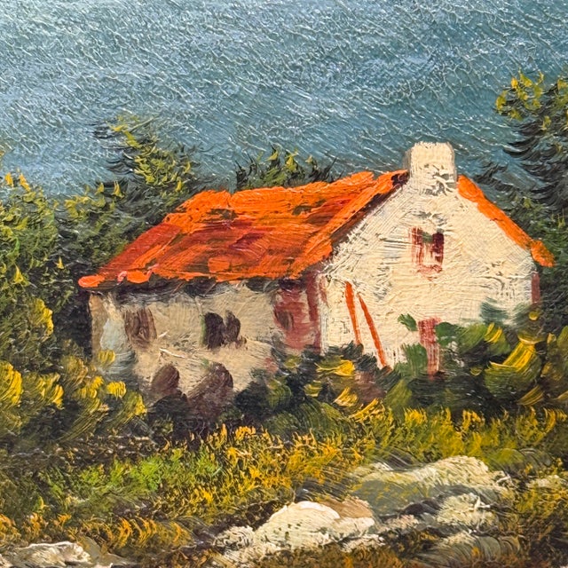 Vintage Signed Landscape Oil Painting by Chris Tyrrell in Carved Wood Frame For Sale - Image 4 of 12
