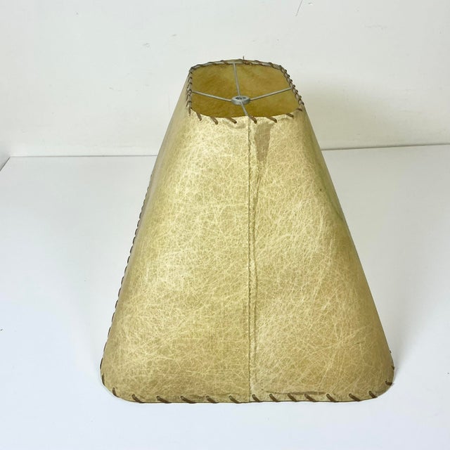 1950s Vintage Boho Chic Arts & Crafts Rectangular Fiberglass Lamp Shade. For Sale - Image 4 of 13