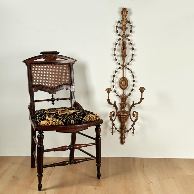 1920s Large Antique Italian Gilt Wood and Metal Neoclassical Wall Sconces - a Pair For Sale - Image 17 of 17