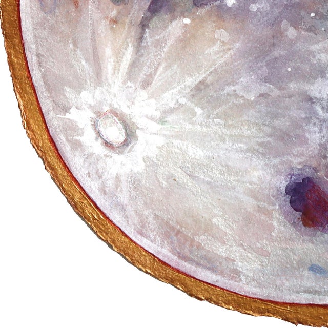 The Mother Moon - Original 16 Inch Round Celestial Mixed Media Painting on Handmade Paper With Gold Edge by Michaela Jean For Sale - Image 4 of 7