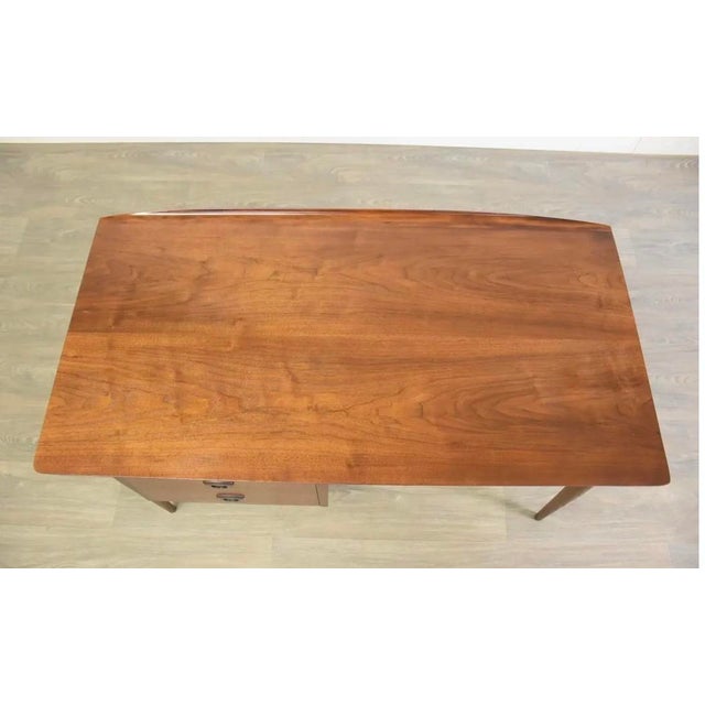 1960s Refinished Walnut Mid Century Desk For Sale - Image 9 of 10