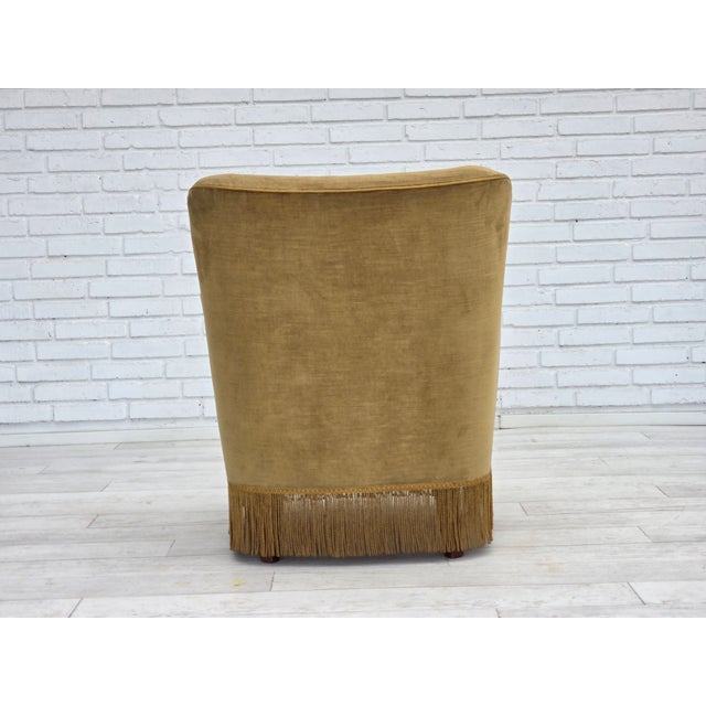 Danish Lounge Chair in Light Green Velour and Beech, 1970s For Sale - Image 10 of 16