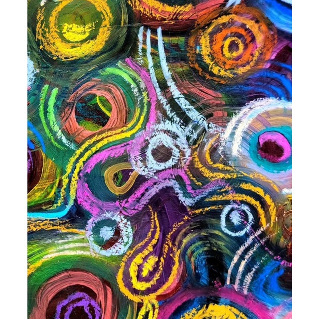 2020s "Fireflies and Fireworks", Acrylic and Oil Pastel Painting by Ara Deinde For Sale - Image 5 of 5