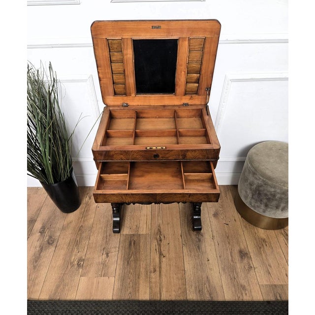Wood Antique Italian Burl Wood Carved Legs Sewing Side Table, 1890s For Sale - Image 7 of 10