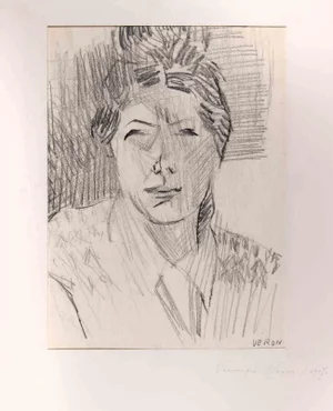 Véronique Veron, Portrait of Woman, Original Drawing, 1950s
