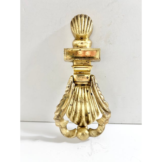 1960s Vintage Solid Brass Shell Door Knocker, Georgian Style Architectural Hardware For Sale - Image 5 of 5
