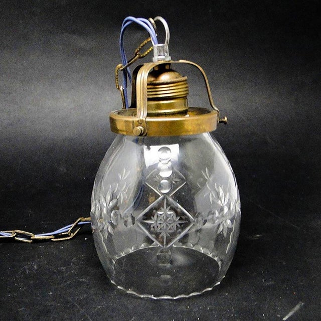 Art Deco Crystal Pendant Lamp, Poland, 1950s For Sale - Image 8 of 9