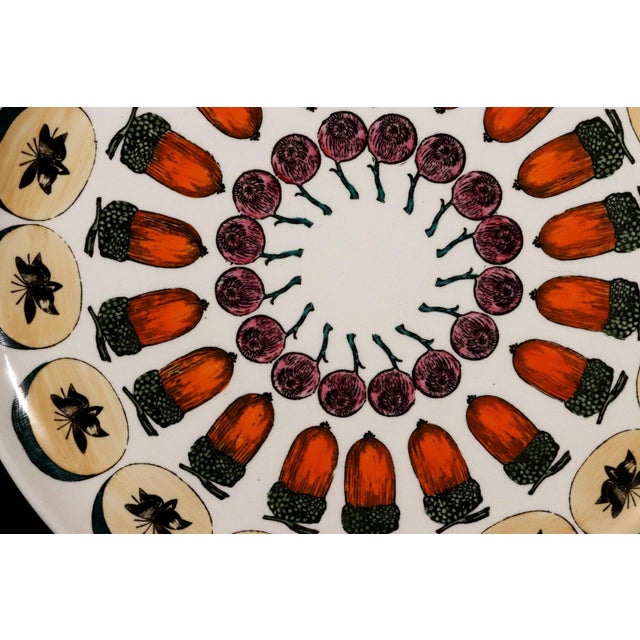 Piero Fornasetti Piero Fornasetti Ceramic Plate With Giostra Di Frutta Pattern, Number 3 in Series For Sale - Image 4 of 5