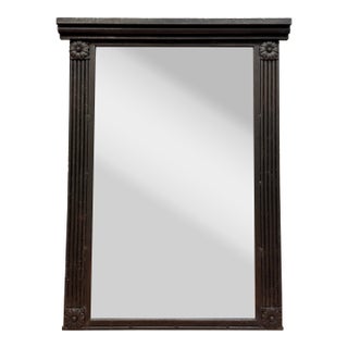 Monumental Vintage Neoclassical Black Cast Iron Wall Mirror For Sale