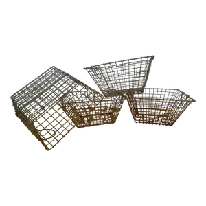 Set of 4 Vintage French Oyster Shelling Baskets