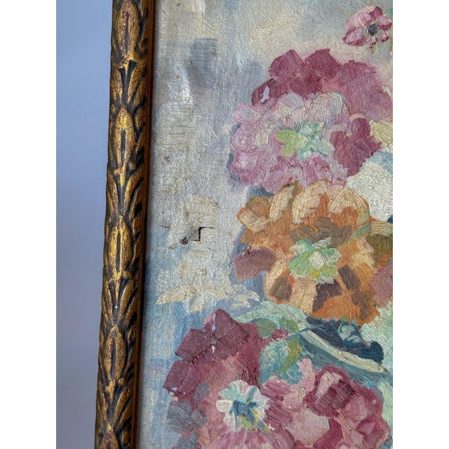 1964 Floral Still Life Painting on Canvas in Carved Frame, Signed For Sale - Image 4 of 11
