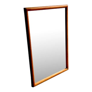 1970s Walnut Wood Framed Mirror by Lenoir Mirror Company For Sale