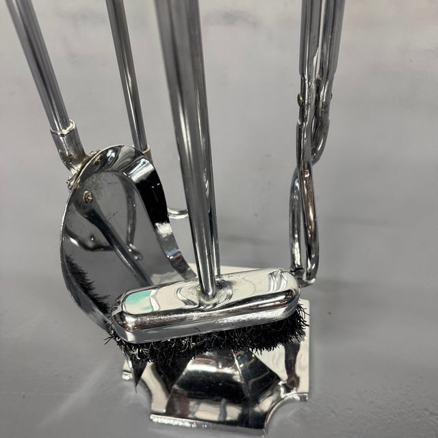 Metal MCM Chrome Fireplace Tool Set For Sale - Image 7 of 12
