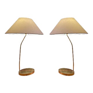 Large Brass Floor Lamps, 1960s, Set of 2 For Sale