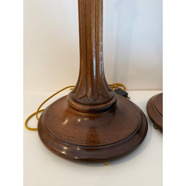 Brown Vintage Regency Style Mahogany Candlestick Lamps - a Pair For Sale - Image 8 of 15