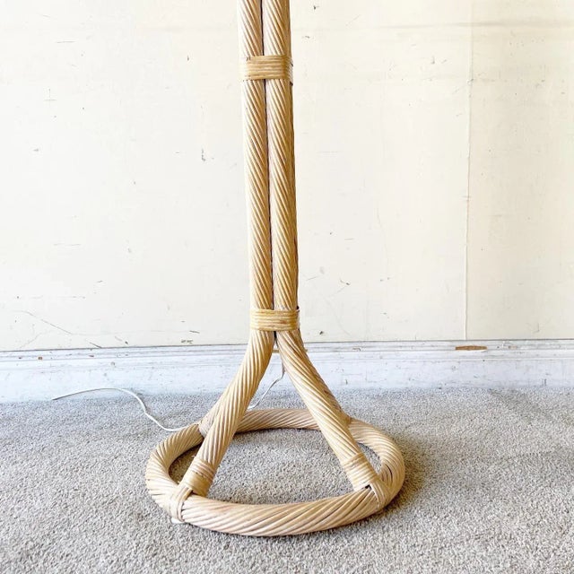 Boho Chic Twisted Pencil Reed Floor Lamp For Sale - Image 4 of 9