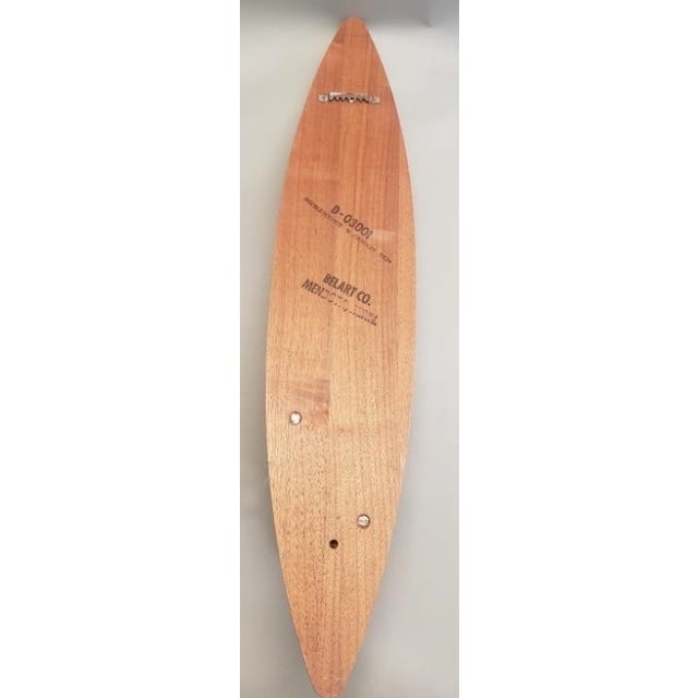 Vintage Pair MCM Belart Co 24" Wood Wall Candle Sconces Danish Modern Surfboard Shape For Sale - Image 4 of 4