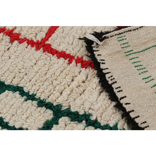 Textile 1950s Azilal Moroccan Runner Rug in Cream With Polychromatic Patterns by Rug & Kilim For Sale - Image 7 of 7