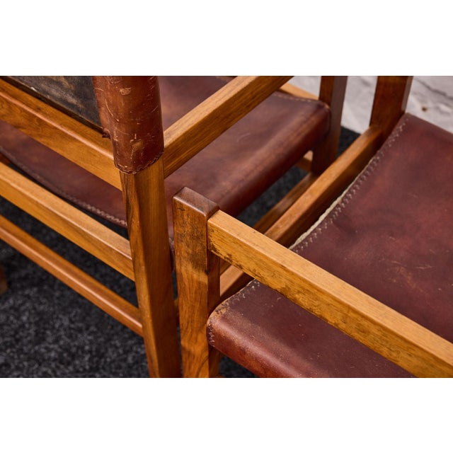 Vintage Safari Style Leather Armchairs, 1970s, Set of 4 For Sale - Image 11 of 17