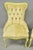 Vintage French Hollywood Regency Yellow Tufted Drape Carved Side Chairs - A Pair For Sale - Image 11 of 16