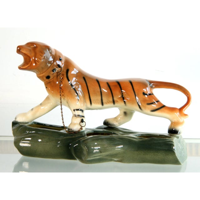 Vintage Mid Century Modern Ceramic Tiger Succulent Planter For Sale - Image 4 of 9