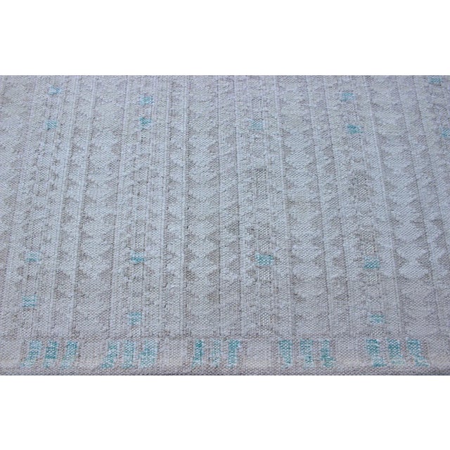 2010s Modern Swedish Design Rug With All-Over Design in White, Taupe & Light Blue For Sale - Image 5 of 13