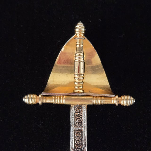 Framed Midas Toledo Damascene Plaque & Pair of Miniature Swords, Spain For Sale - Image 11 of 11