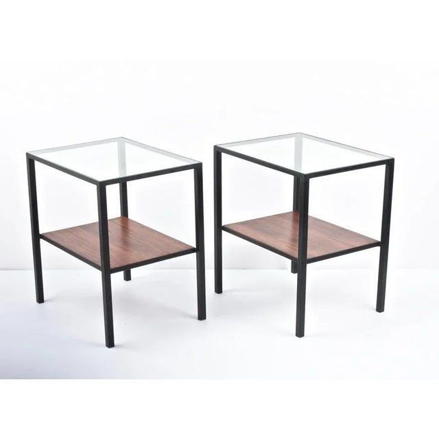 Italian Iron, Glass & Wood Coffee Table, 1960s, Set of 2 For Sale - Image 6 of 18