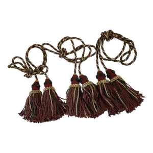 Vintage Large Burgandy, Green and Gold Tassel Tiebacks - Set of 3