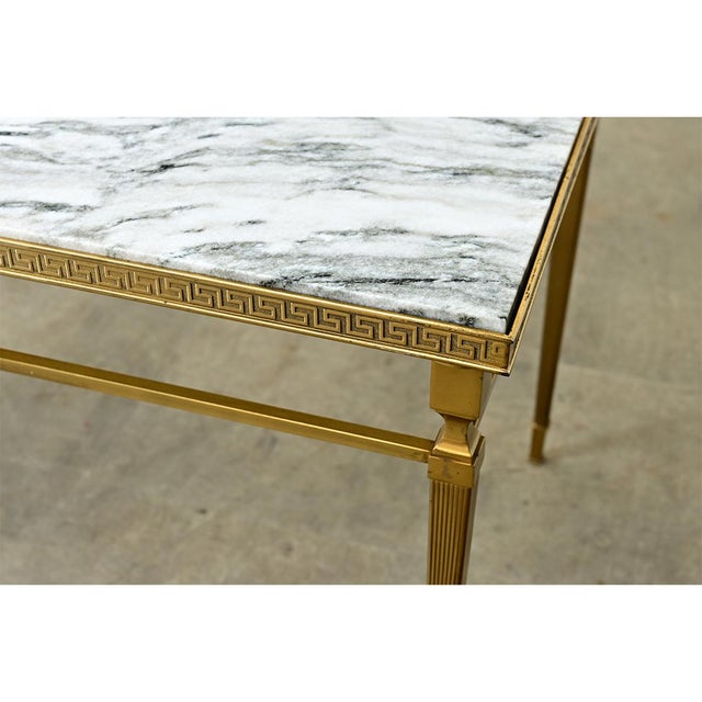 White Early 20th Century French Brass and Marble Coffee Table For Sale - Image 8 of 11