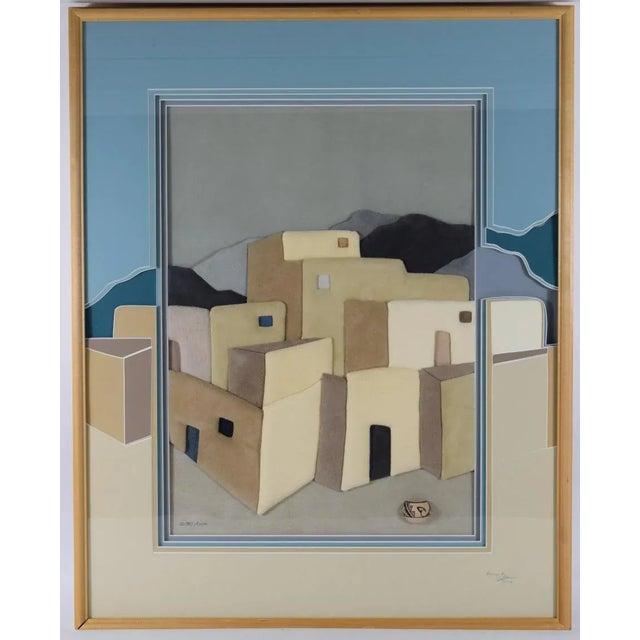 1987 3D Southwestern Pueblo Mixed Media Fabric Wall Hanging Art Signed Anne For Sale - Image 4 of 13