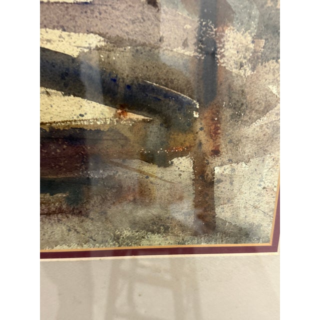 Kenneth Siqueira Fishing Wharf Framed Watercolor, Signed For Sale - Image 11 of 11