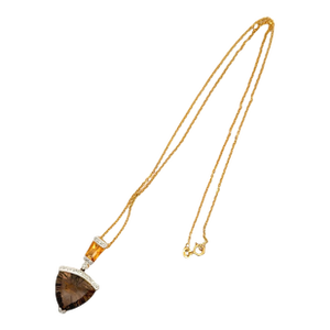 Bellarri Smokey Quartz Citrine Diamond 18k Yellow Gold Pendant Necklace