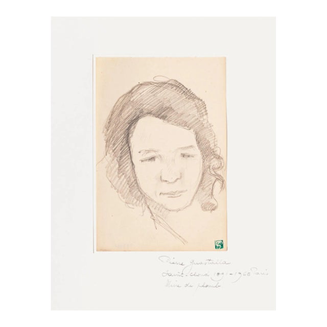 Pierre Guastalla, Portrait, Pencil, 20th Century For Sale