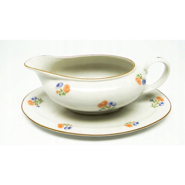 1920s Art Deco Gravy Boat and Underplate from Giesche Pottery, Poland, 1920s For Sale - Image 5 of 5