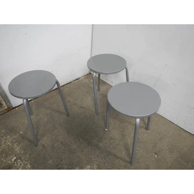 Gray Metal and Iron Stool, 1980s For Sale - Image 8 of 9