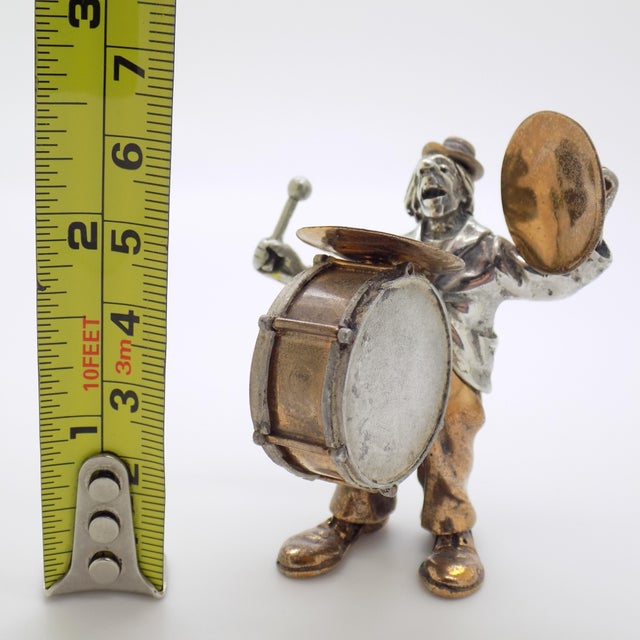 Vintage Italian Handmade Genuine Silver Circus Performer With Drums Rare Angini Figurine, Made in Tuscany (Italy) For Sale - Image 12 of 12