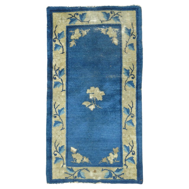 1940s Zabihi Collection Blue Chinese Small Rug - 2'1" x 3'8" For Sale - Image 15 of 18