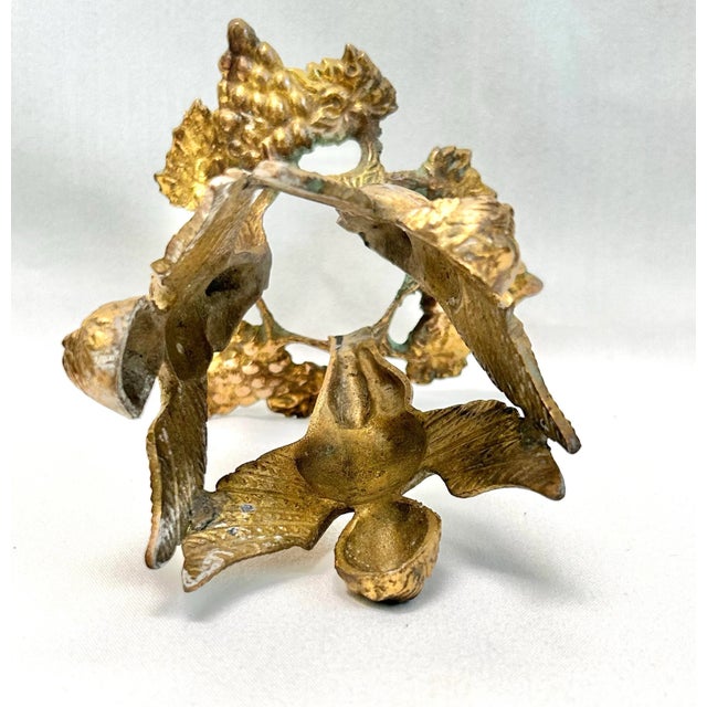 Vintage Brass Cherub Pedestal Bowl With Glass Insert Hollywood Regency Decor For Sale - Image 10 of 11